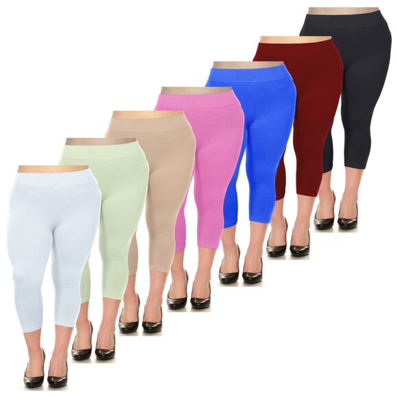 1-Pack Women's Soft High Waisted Stretch Yoga Capri Leggings Plus Size Available - Picture 3 of 16